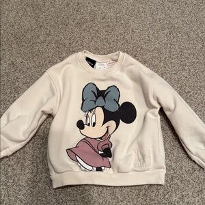 Zara Cream Sweatshirt with Minnie Mouse Design